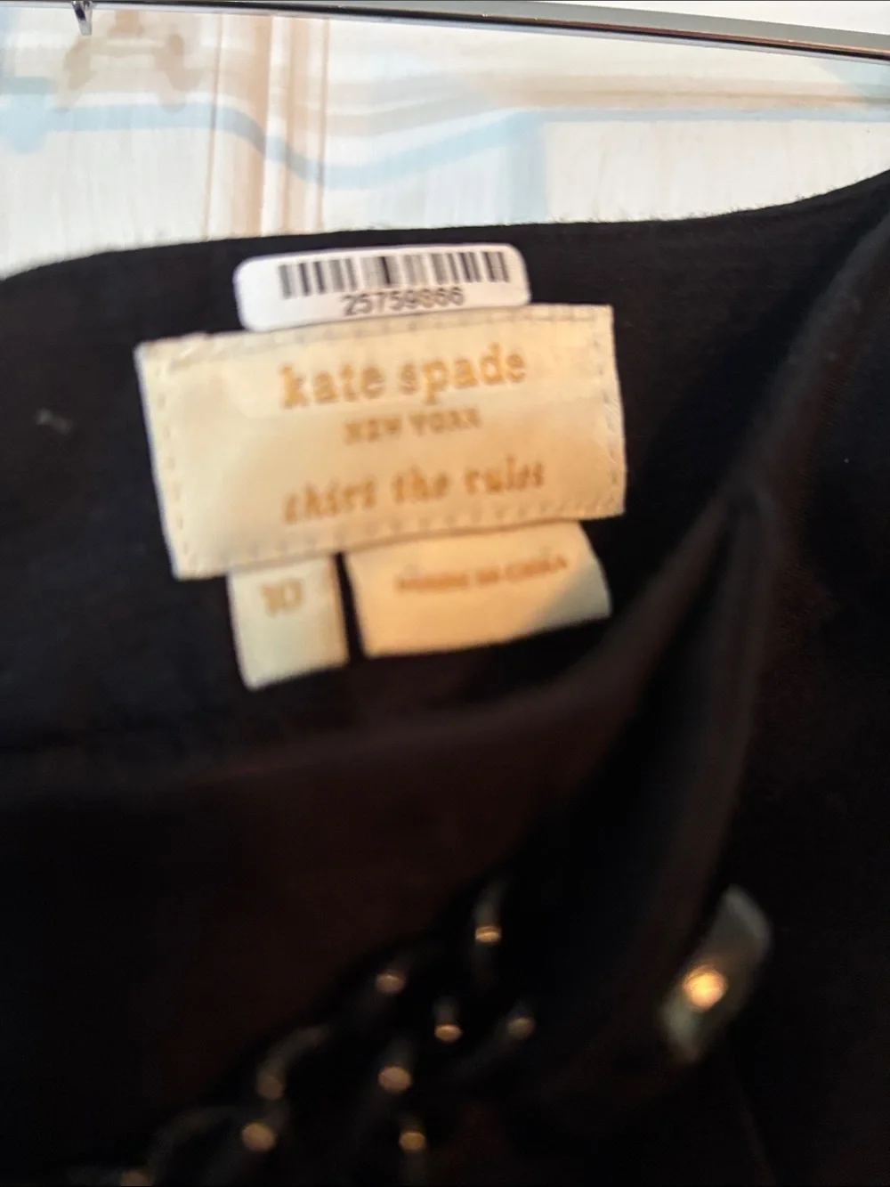 kate spade Black Mini Skirt with Chain Detail Size 10